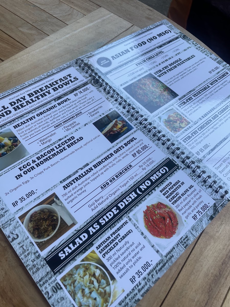 Menu Rachael And Mike Homemade Kitchen Restaurant-1